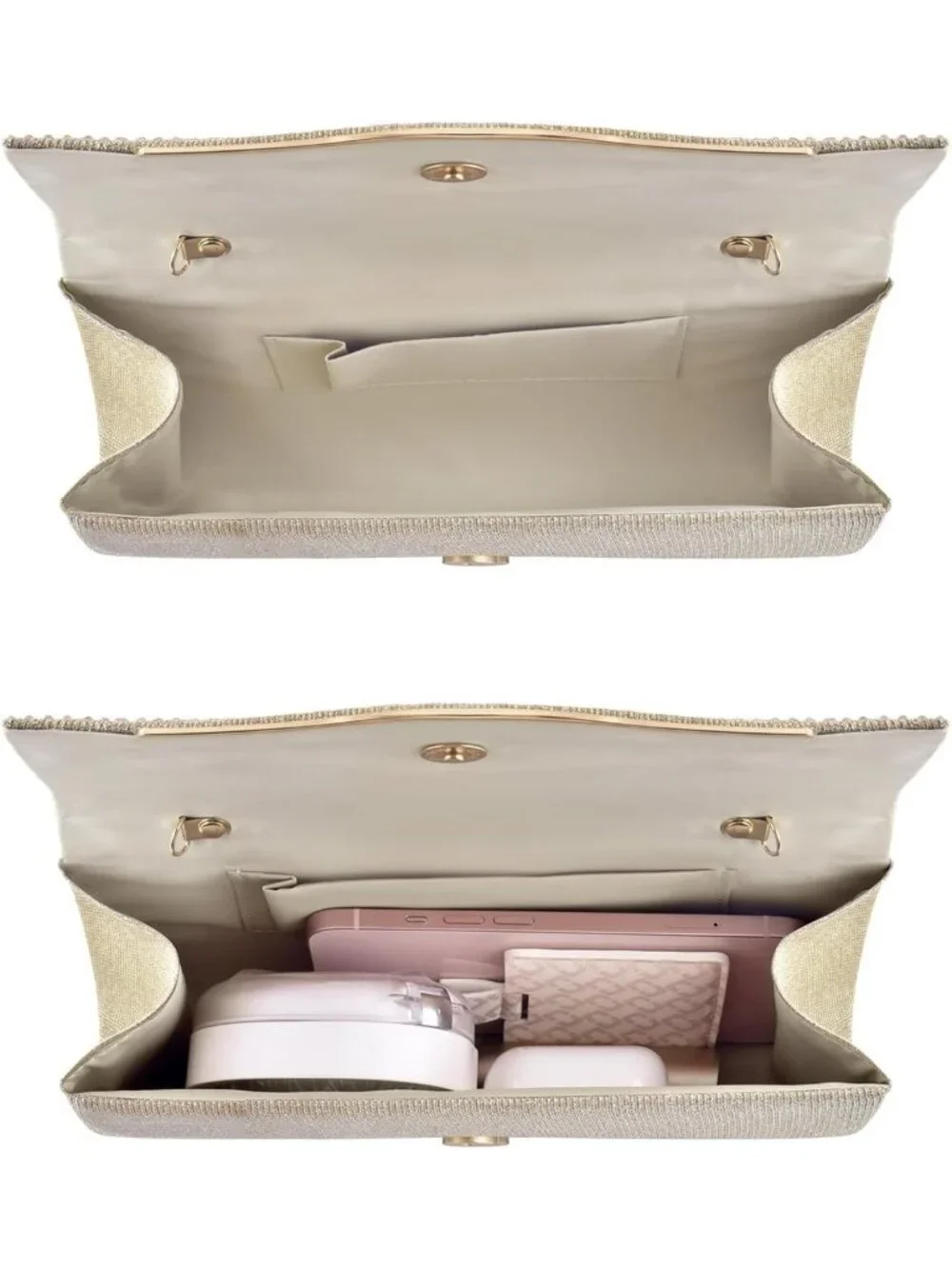 👜 Women's Champagne Suede Evening Shoulder Bags Envelope Party Cocktail Clutch